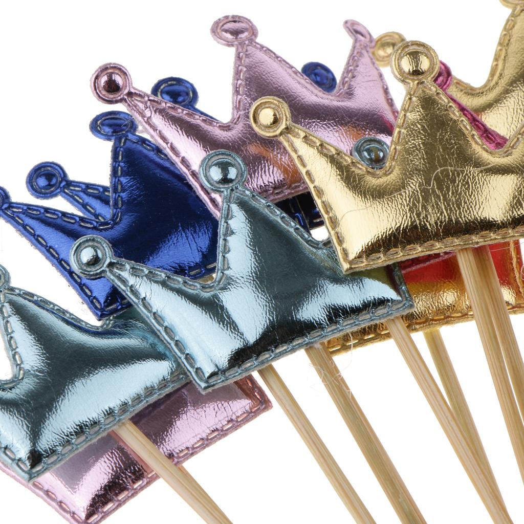 20 Pieces PU Crown Cake Topper Birthday Party Cupcake Picks Multi