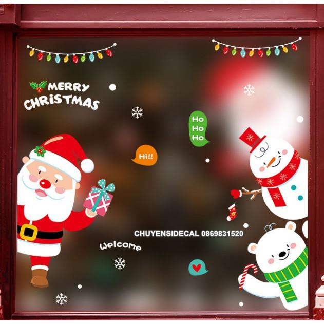 Decal trang trí tường Noel - Noel Trằng hoạt hình chào lễ vui nhộn