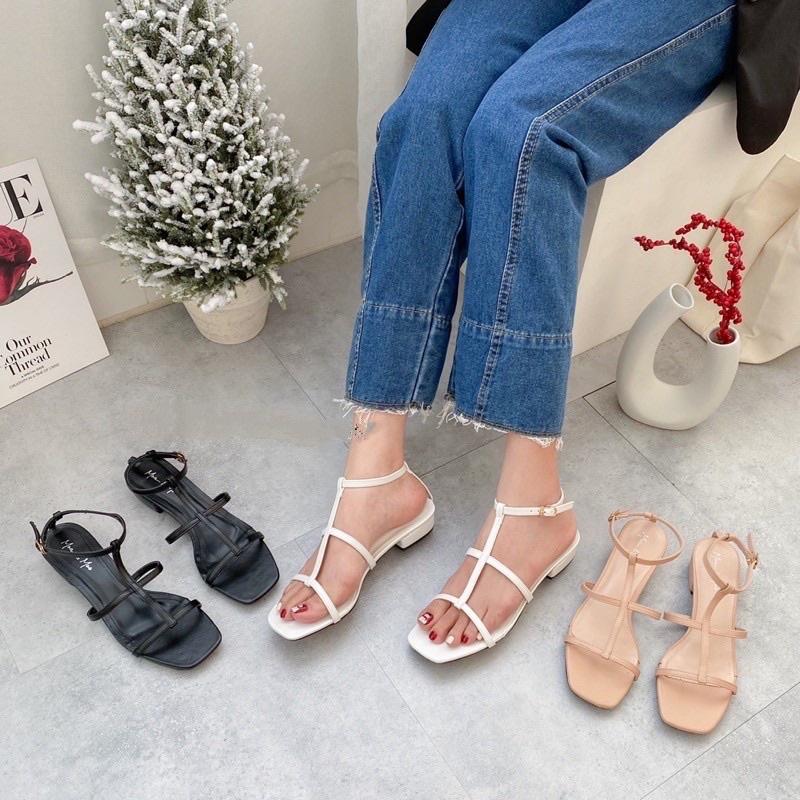 Giày sandal cao gót đan dây GOV