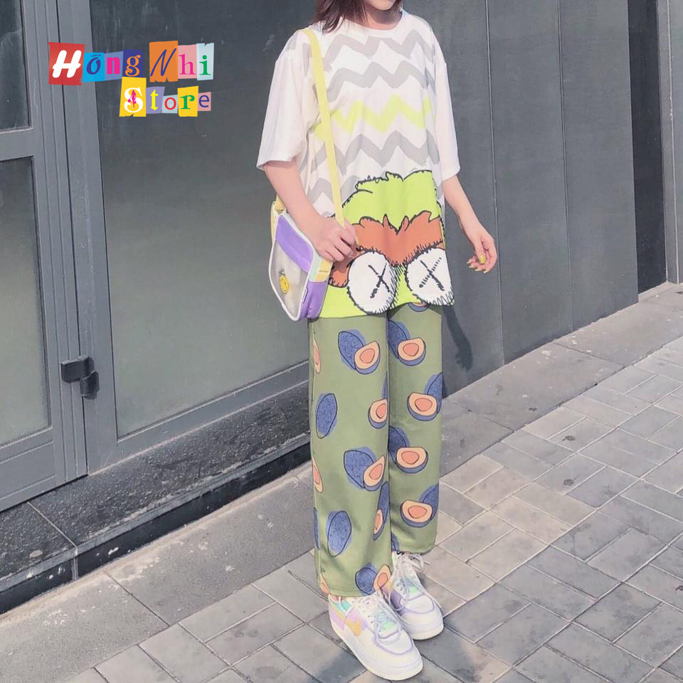 Quần Hoạt Hình Dài Ống Rộng Trái Bơ Cartoon Pant Oversize Ulzzang Unisex - MM