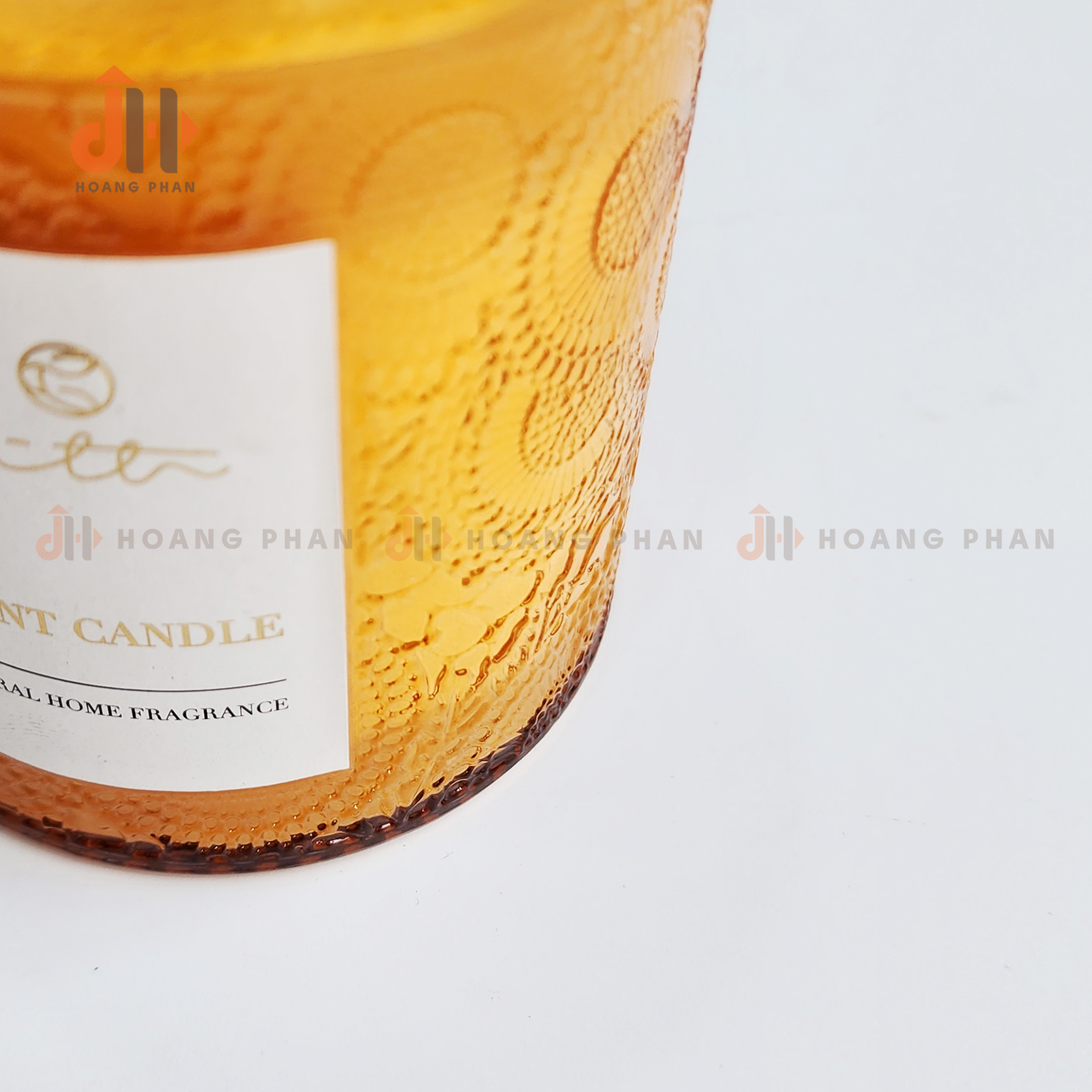 Hũ nến thơm thuỷ tinh Citta hoạ tiết bách hoa 3D