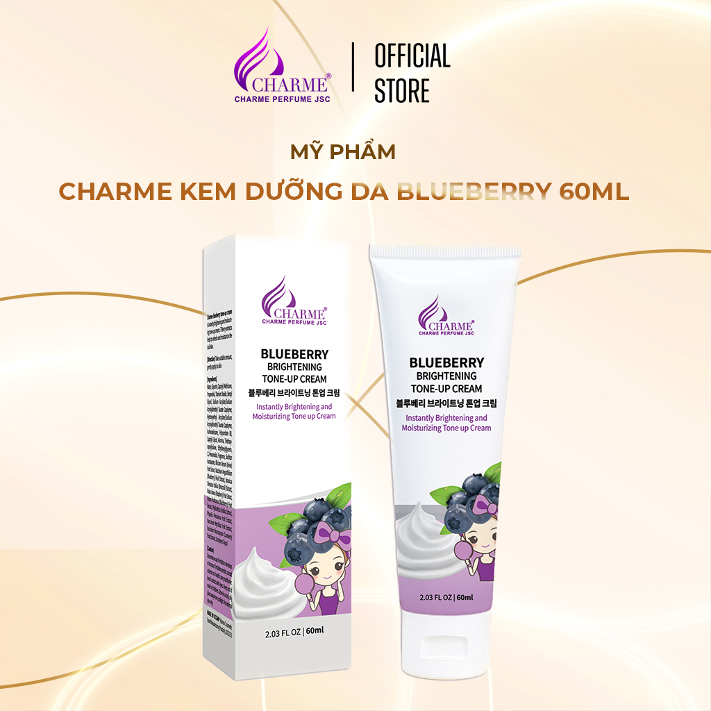 Kem dưỡng da mặt, Charme Blueberry Brightening, Tone-Up Cream, dưỡng sáng, nâng tone tự nhiên, 60ml