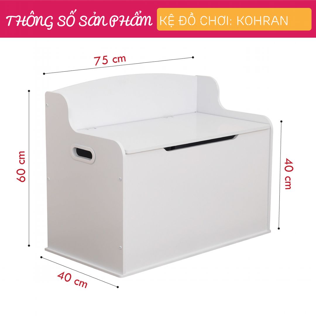 Kệ để đồ chơi cho bé SMLIFE Kohran | Gỗ MDF dày 17mm chống ẩm | D75xR40xC60cm