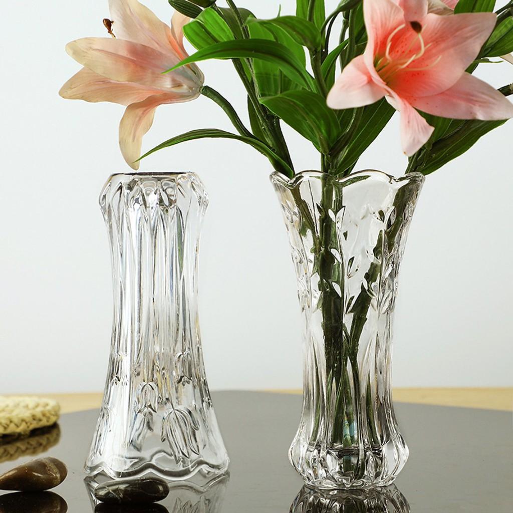 Lọ hoa thủy tinh 20cm họa tiết và màu ngẫu nhiên