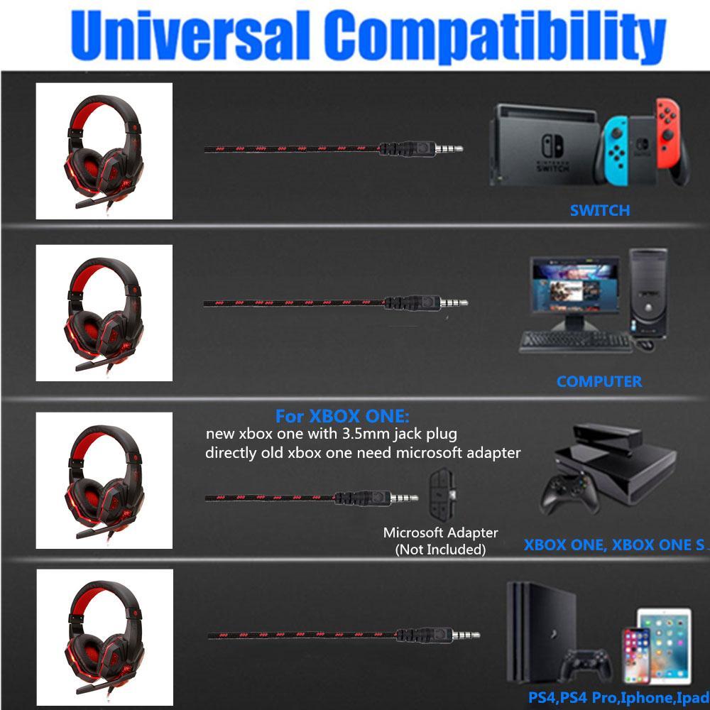 Chơi Game Có Dây Tai Nghe Chụp Tai Gấp USB Dạ Quang Game Thủ 3.5Mm + USB Stereo Tai Nghe Giảm Ồn Dành Cho Máy Tính Xách Tay Máy Tính