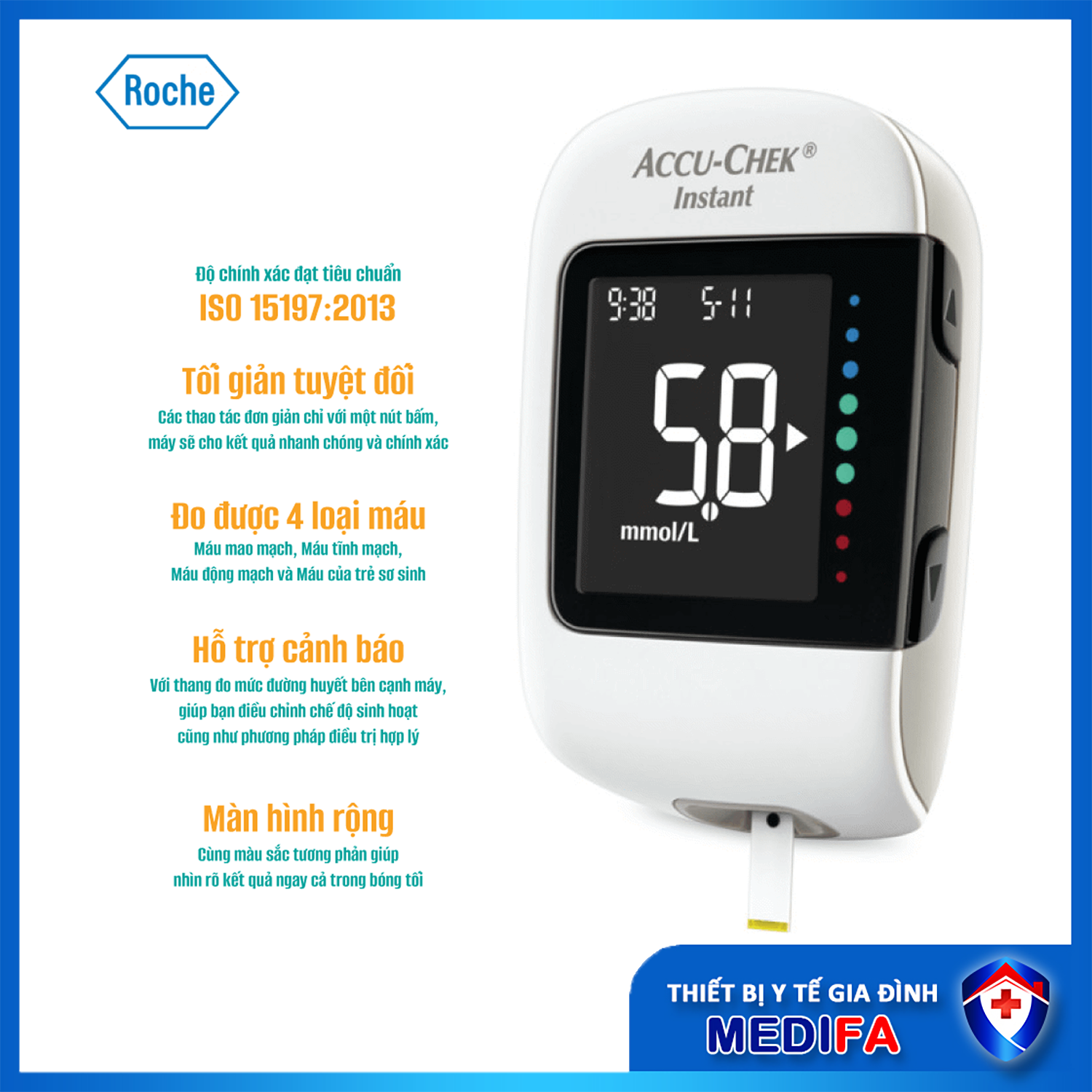 Bộ Máy Đo Đường Huyết Accu-Chek Instant mmol/L
