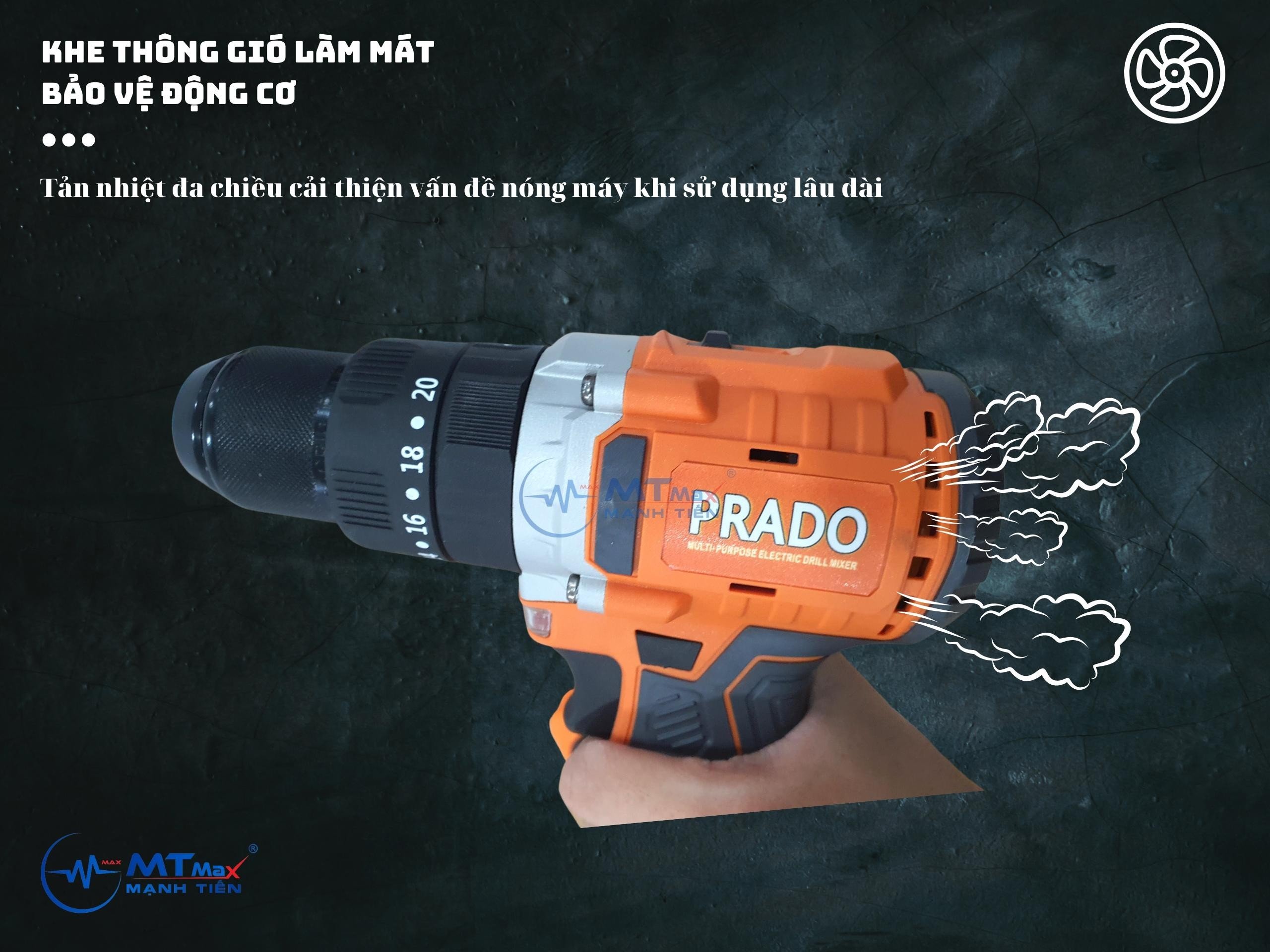 Máy Khoan Pin Từ 13 Ly Prado – Dùng Pin Lithium 21V, Kèm 2 Pin Theo Máy-Với động cơ mạnh mẽ và thiết kế nhỏ gọn