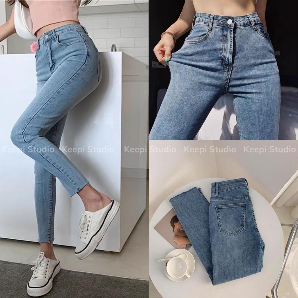 Quần Jean Nữ Lưng Cao, Skinny Dễ Phối Đồ - Cam Kết Giặt Không Phai Màu