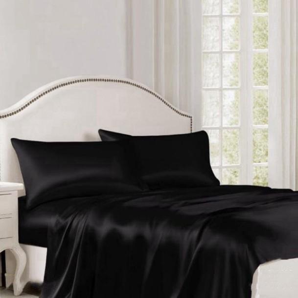 Drap Giường Ga Giường Lẻ Phi Lụa Thương hiệu G Mát Mịn - Màu Đen