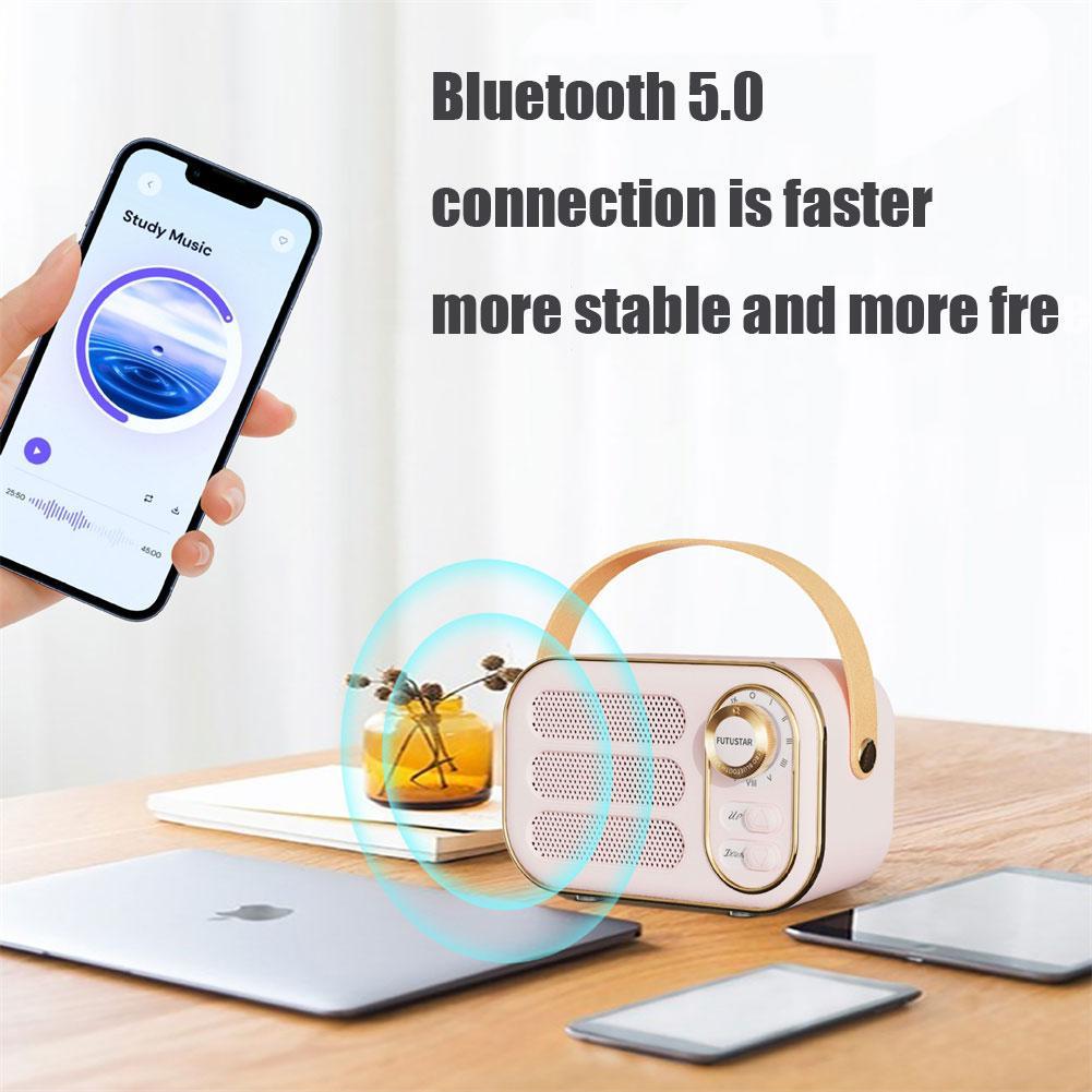 Retro Cổ Điển Tương Thích Bluetooth Loa Nghe Nhạc Âm Thanh Nổi Di Động Trang Trí Loa Mini Du Lịch Nghe Nhạc Color: Pink