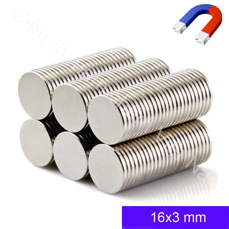 Nam Châm Tròn 16x3mm, 16x4 mm siêu hít tiện dụng, set 2 viên mỗi loại