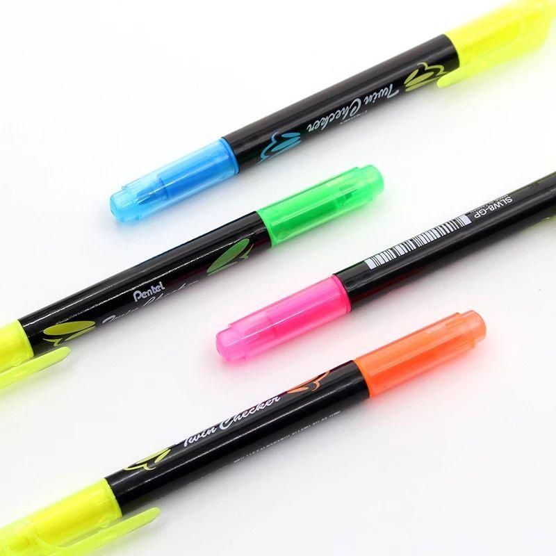 Bút Nhớ Dòng 2 Đầu Pentel SLW8 | Thiết Kế Độc Đáo Với Hai Màu Mực Dạ Quang Tiện Lợi | Màu Dạ Quang Tươi Sáng Rõ Nét