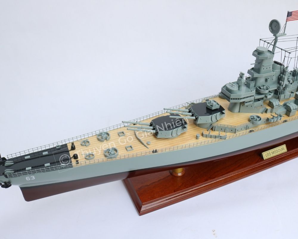 Mô Hình Thuyền Gỗ Phong Thủy Dạng Thuyền Chiến USS MISSOURI Chính Hãng Hàng Xuất Khẩu Chất Lượng Cao