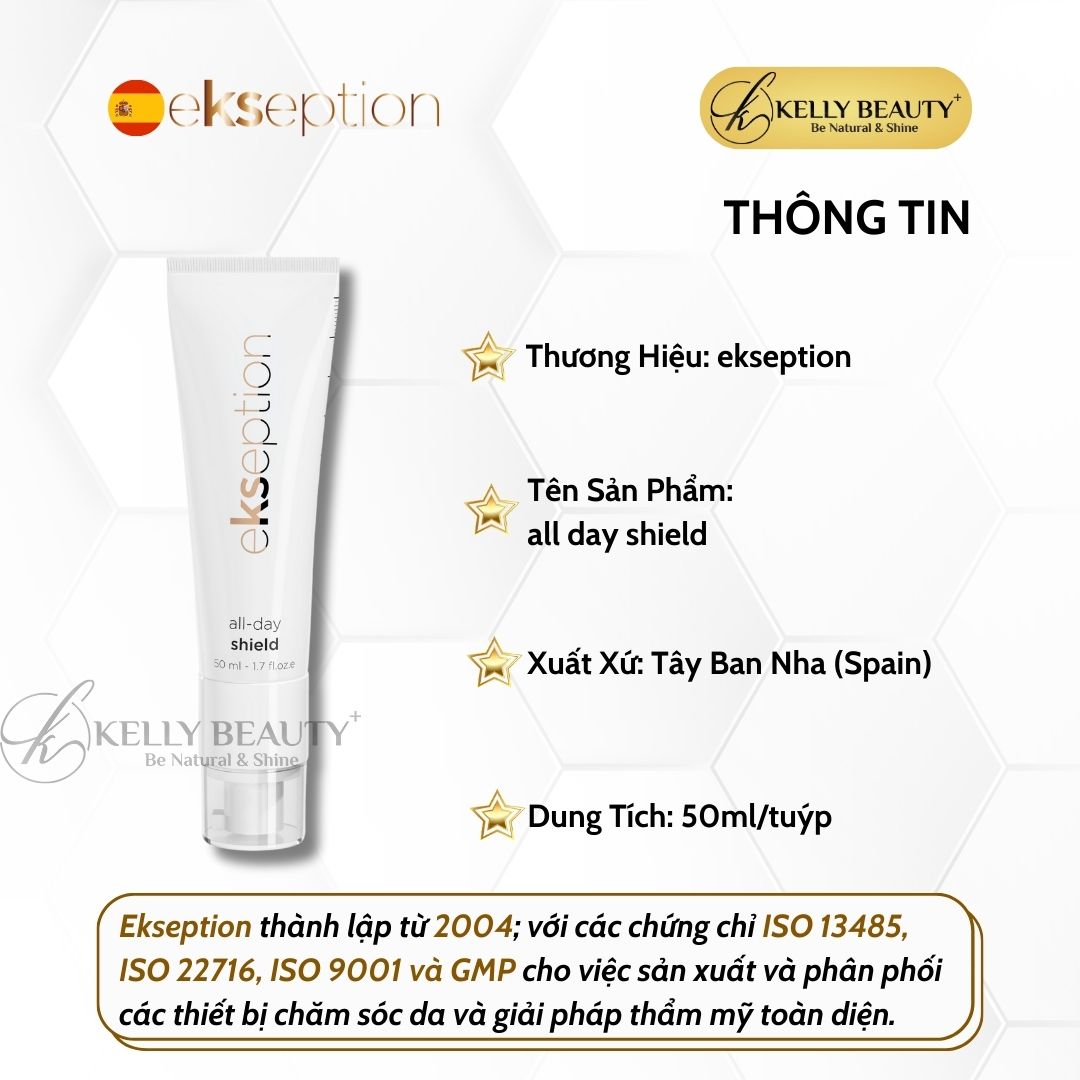 Ekseption All Day Shield SPF 50+ - Kem Chống Nắng Phổ Rộng, Bảo Vệ Da Với Đa Màng Lọc - Kelly Beauty