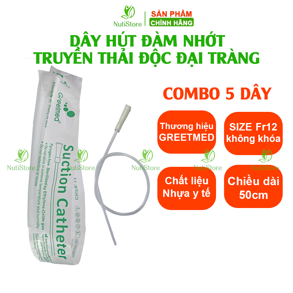 Dây hút đàm nhớt, dây truyền thải độc đại tràng Greetmed (Combo 5 dây)