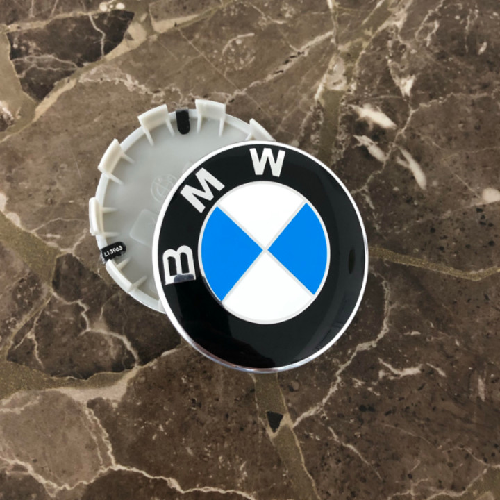 1 chiếc logo chụp mâm, ốp lazang ô tô, xe hơi BMW đường kính 68mm BMW68