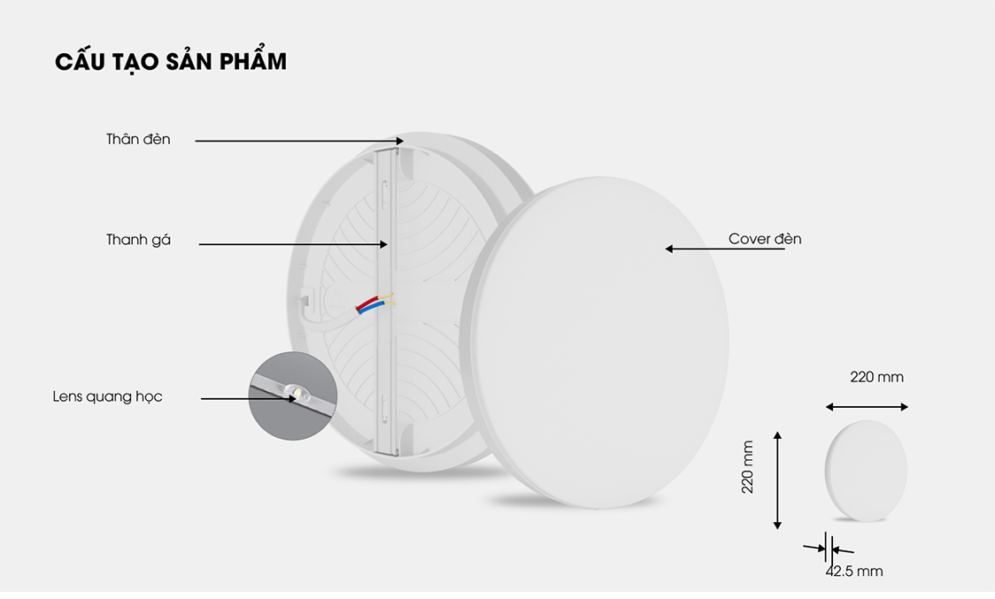 Đèn LED ốp trần tròn Rạng Đông LN30N 18W đổi màu đế nhựa