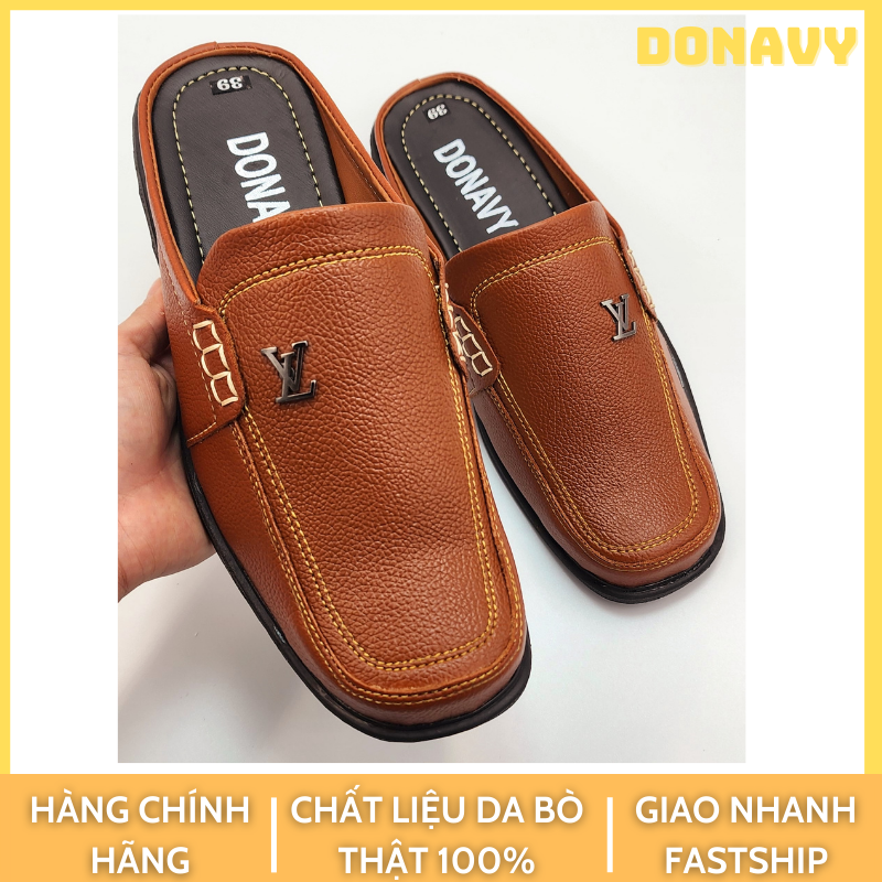 Giày lười LV da DONAVY cao cấp may full quai và đế rất chắc chắn DOGLV