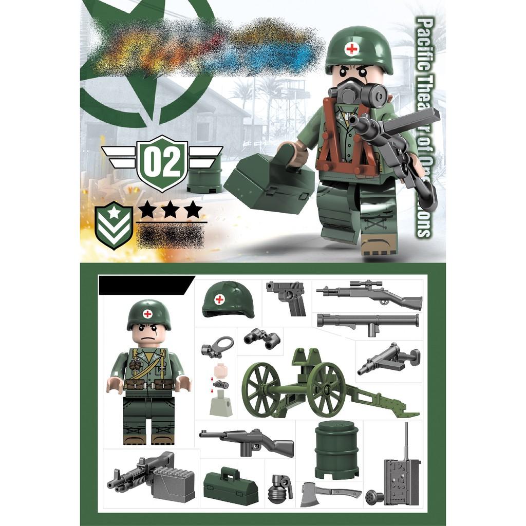 Combo 6 nhân vật lắp ráp quân đội Mỹ Thế chiến 1 - 7003