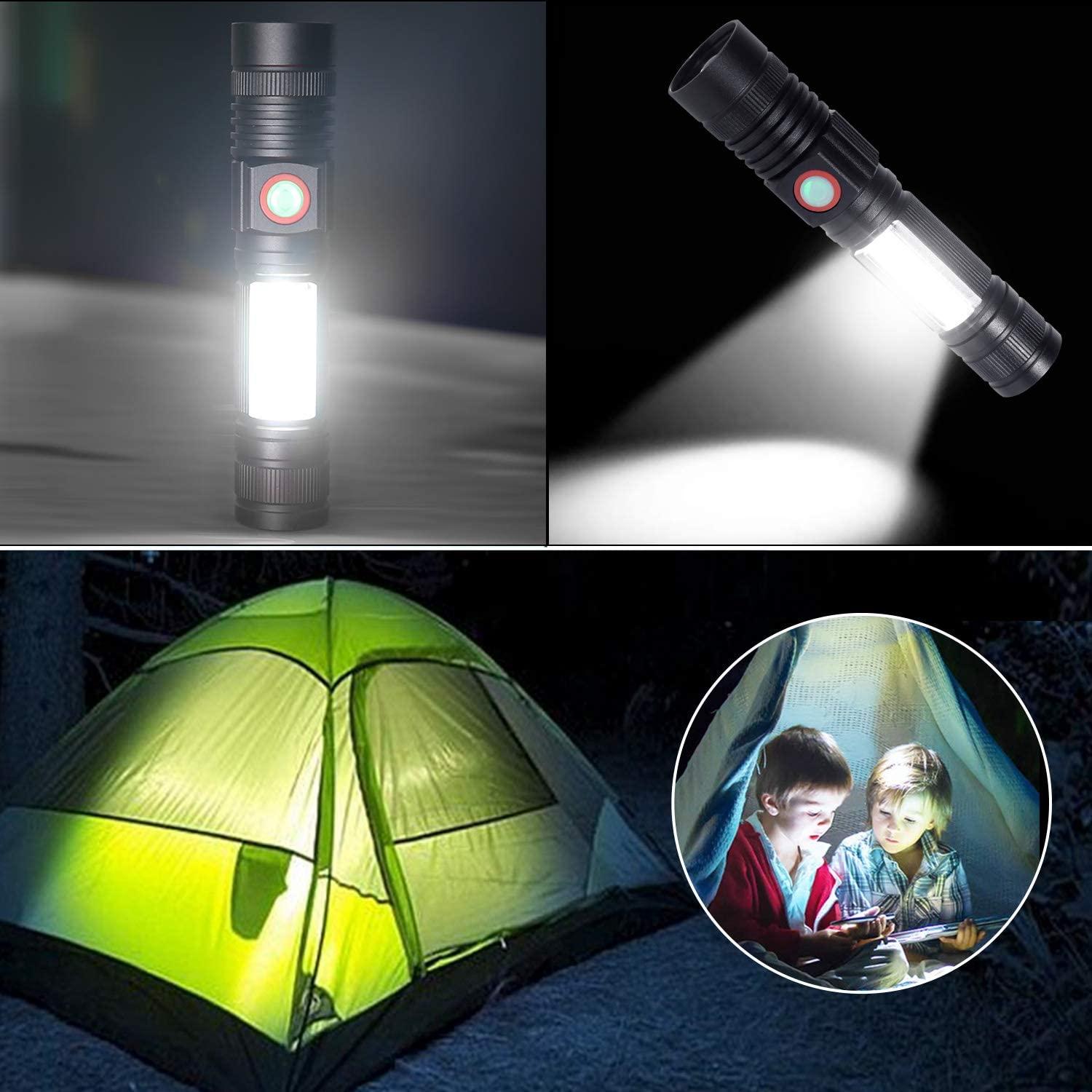 Đèn Pin LED Sạc USB Quân Sự Mạnh Mẽ COB Đèn Di Động Phóng To Đèn Pin Cho Ô Tô Nhà Để Xe Hội Thảo Cắm Trại DIY