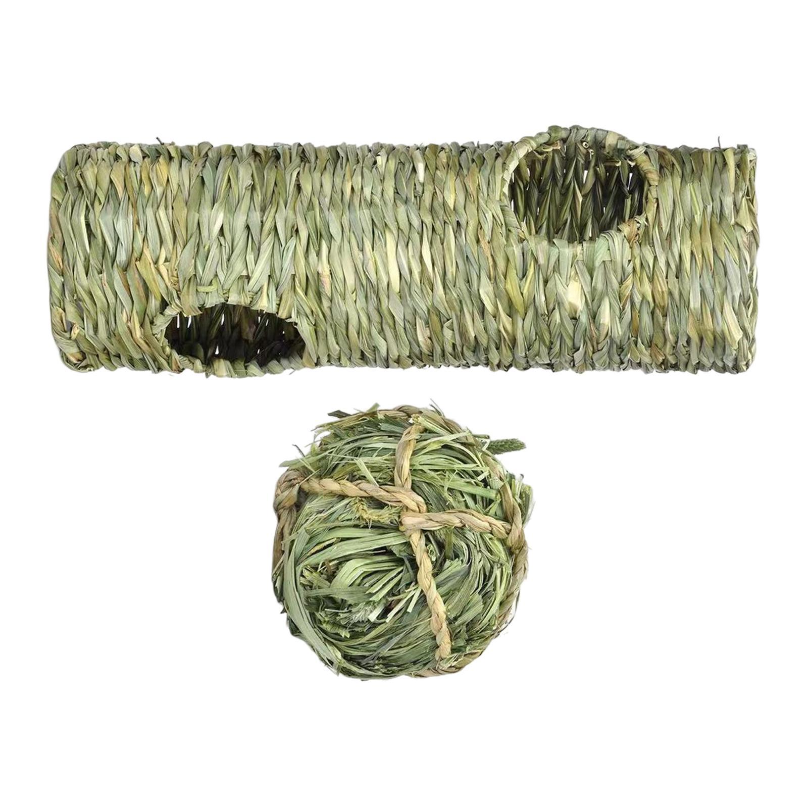 Hamster Grass Tunnel Toy Interactive Toy with Ball for Hamster Pocket Pets