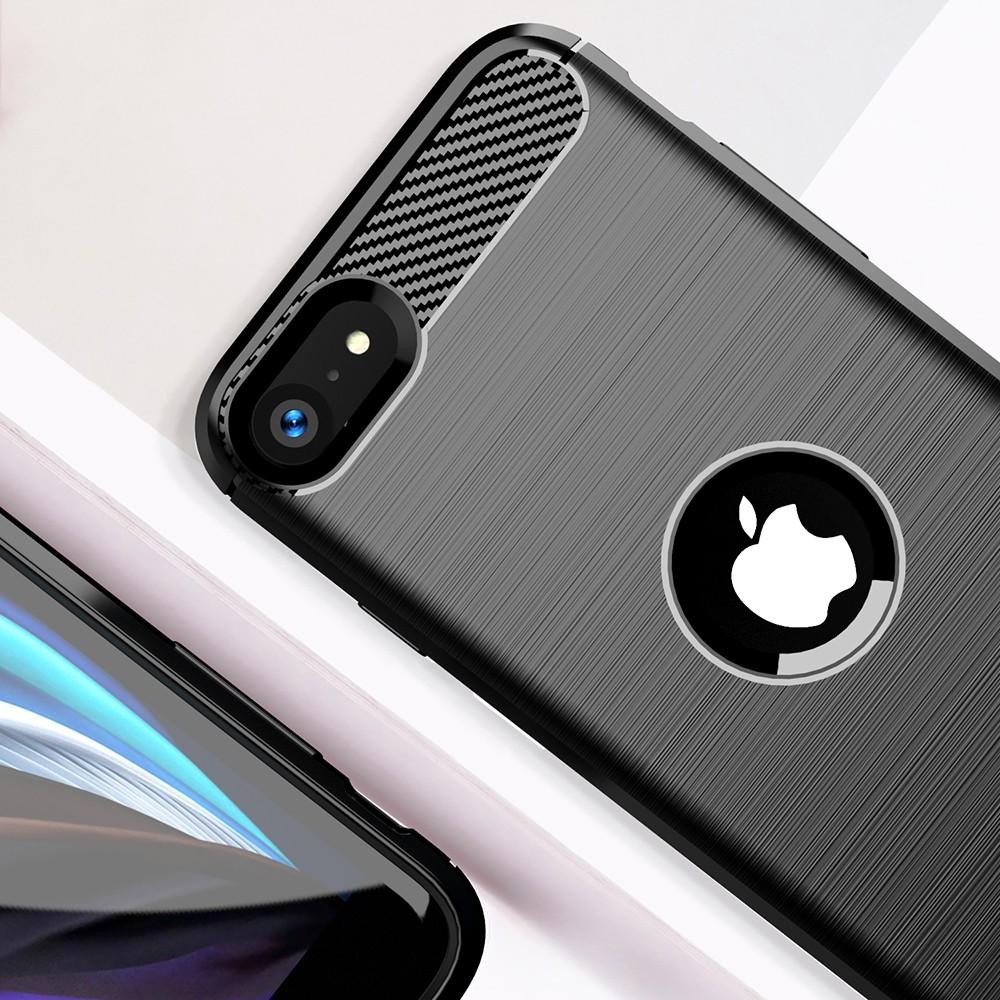 Ốp lưng cho iPhone SE 2020 dẻo Cacbon phay xước chống sốc chống vân tay