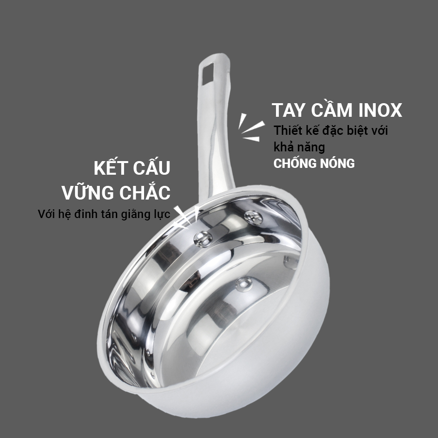 Chảo Inox 304 thân đáy đúc liền khối 3 lớp Kalpen Kazler 20cm đáy từ chuẩn Đức