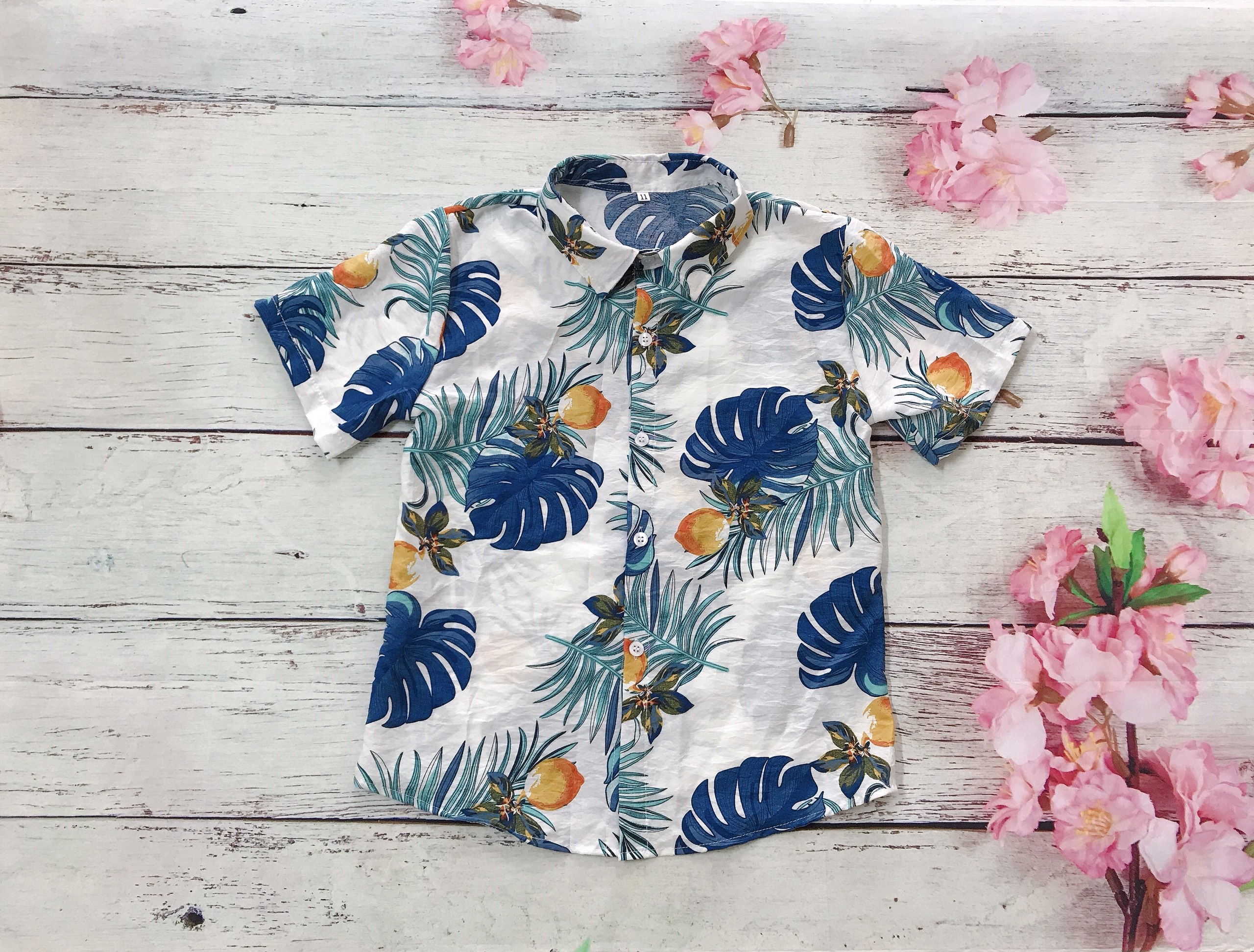 Vải đũi tơ Thái mềm mỏng họa tiết lá rùa xanh dương may đồ đi biển, may váy, may đồng phục gia đình