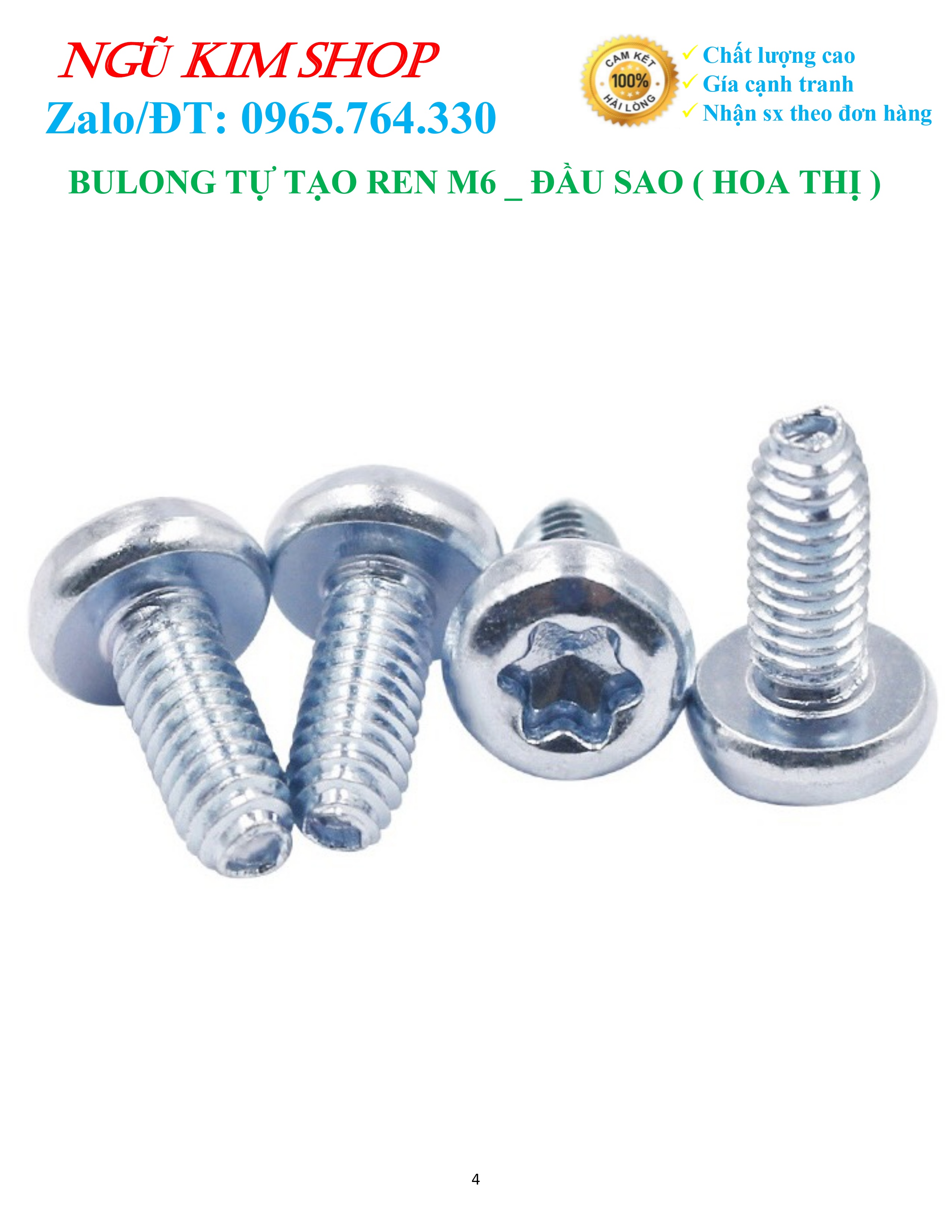 BULONG TỰ TẠO REN M6 _ ĐẦU SAO
