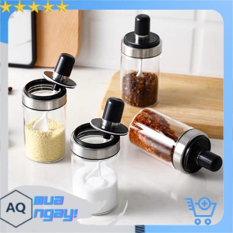 Lọ Đựng Gia Vị, Hũ Đựng Gia Vị Thủy Tinh Kèm Thìa, Tiện Dụng Cho Căn Bếp Của Bạn
