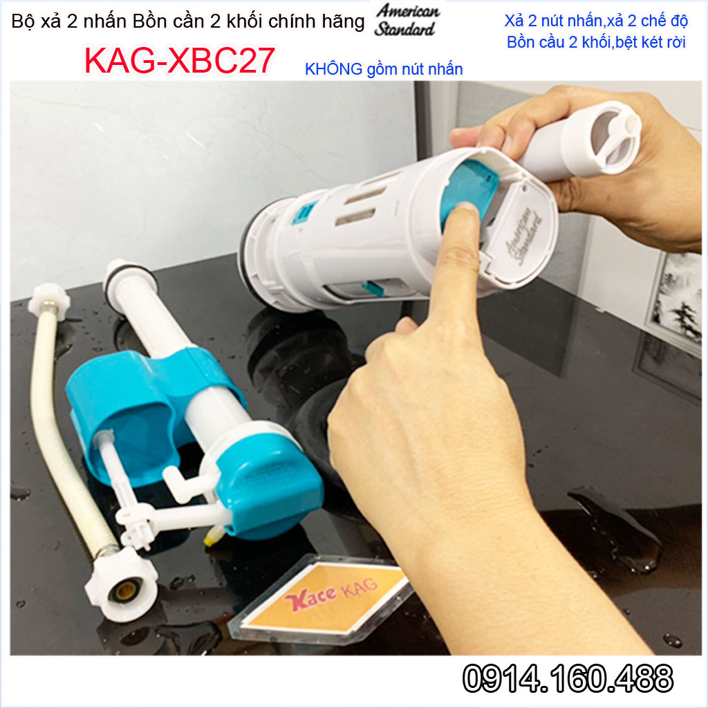 Xả bồn cầu 2 nhấn KAG-XBC27, Xả cao cấp bàn cầu 2 khối VF2396, VF2714, VF2013 ấn xả êm hiệu suất tốt siêu bền