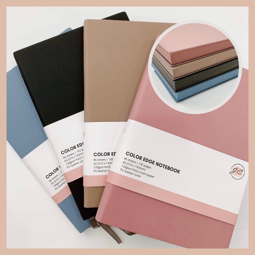 Mid Tan Color Edge Notebook - Sổ Bìa Da Mềm - A5 Bìa Da PU - Sổ Journal In Viền Màu giấy Kẻ Ngang 120gsm