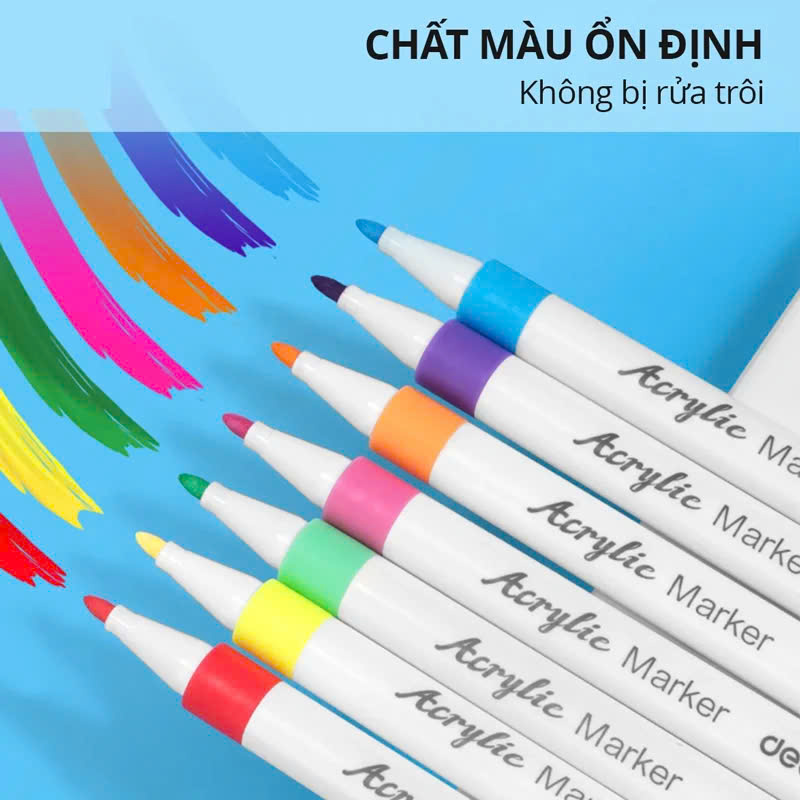 Hộp 48 Bút Lông Màu Acrylic Markers - Deli HM108-48