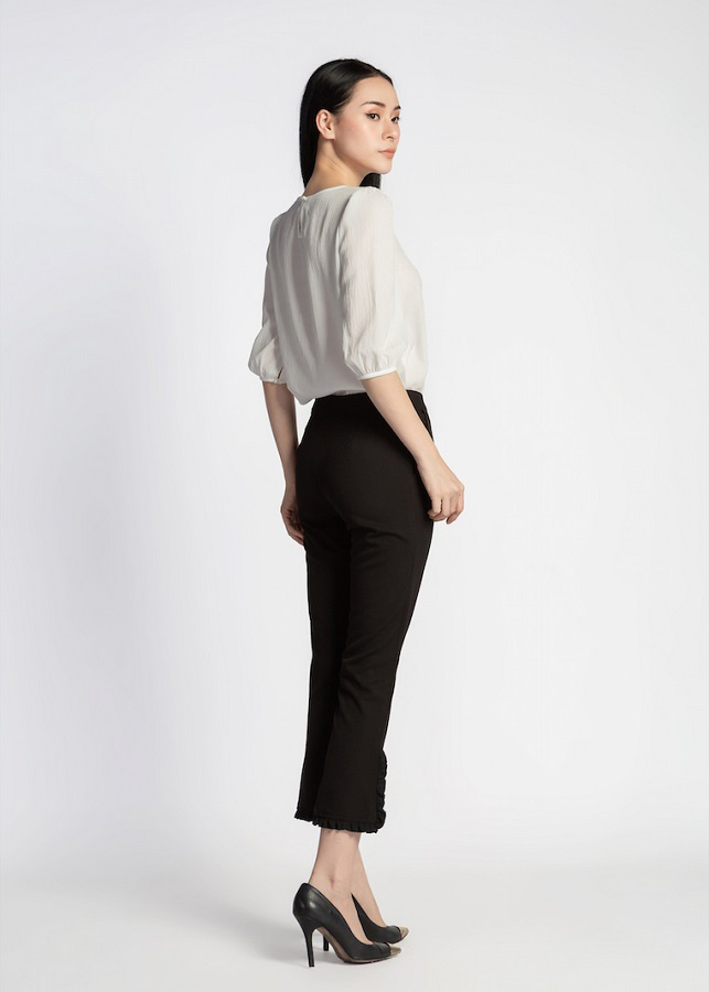 Quần Dài Bèo Gấu De Leah - Đen