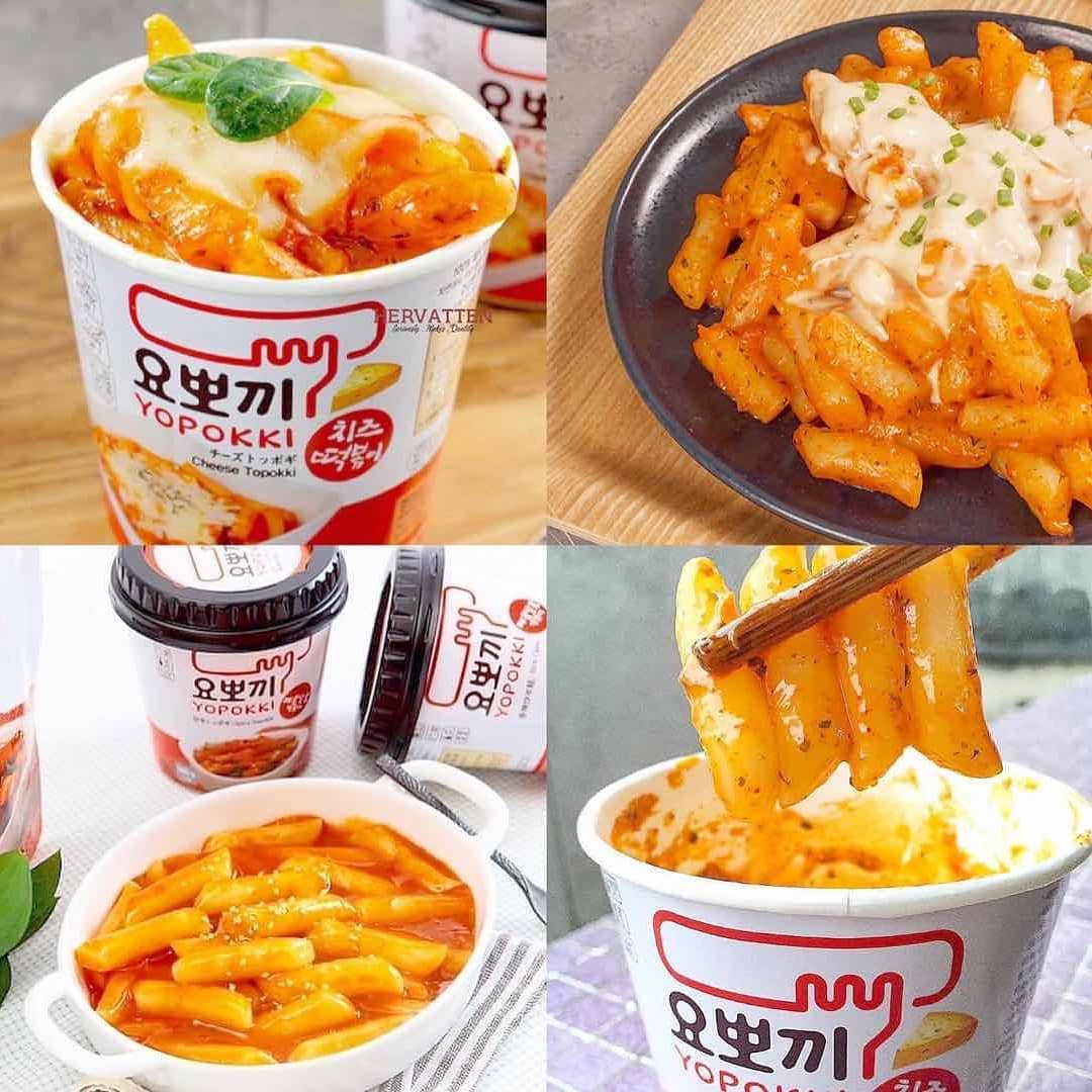Combo Full 5 vị: Phomai, Siêu cay, Cay ngọt, Tương đen, Bơ hành - Bánh gạo Hàn Quốc Yopokki dạng cốc