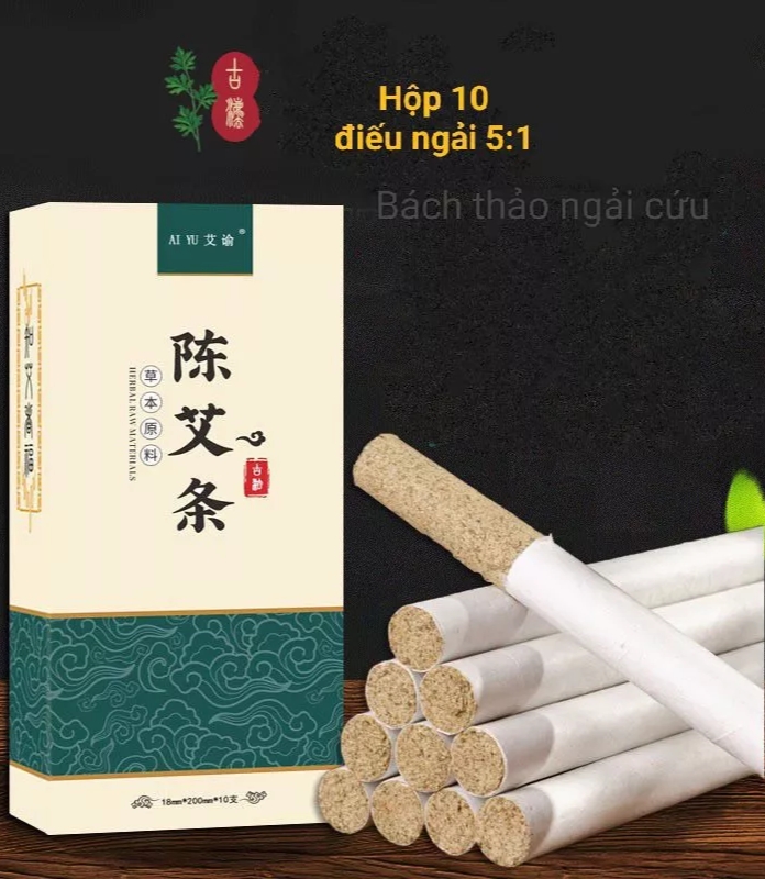 Hộp 10 điếu ngải nhung 5 năm -Nhang ngải cứu nhung