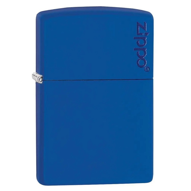 Bộ 4 sản phẩm: Bật Lửa Royal Blue Matte With Zippo Logo 229ZL+Xăng+Đá+Bấc