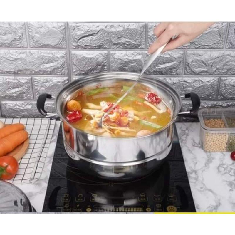 Nồi hấp inox 3 tầng size 28cm (Ảnh shop chụp)