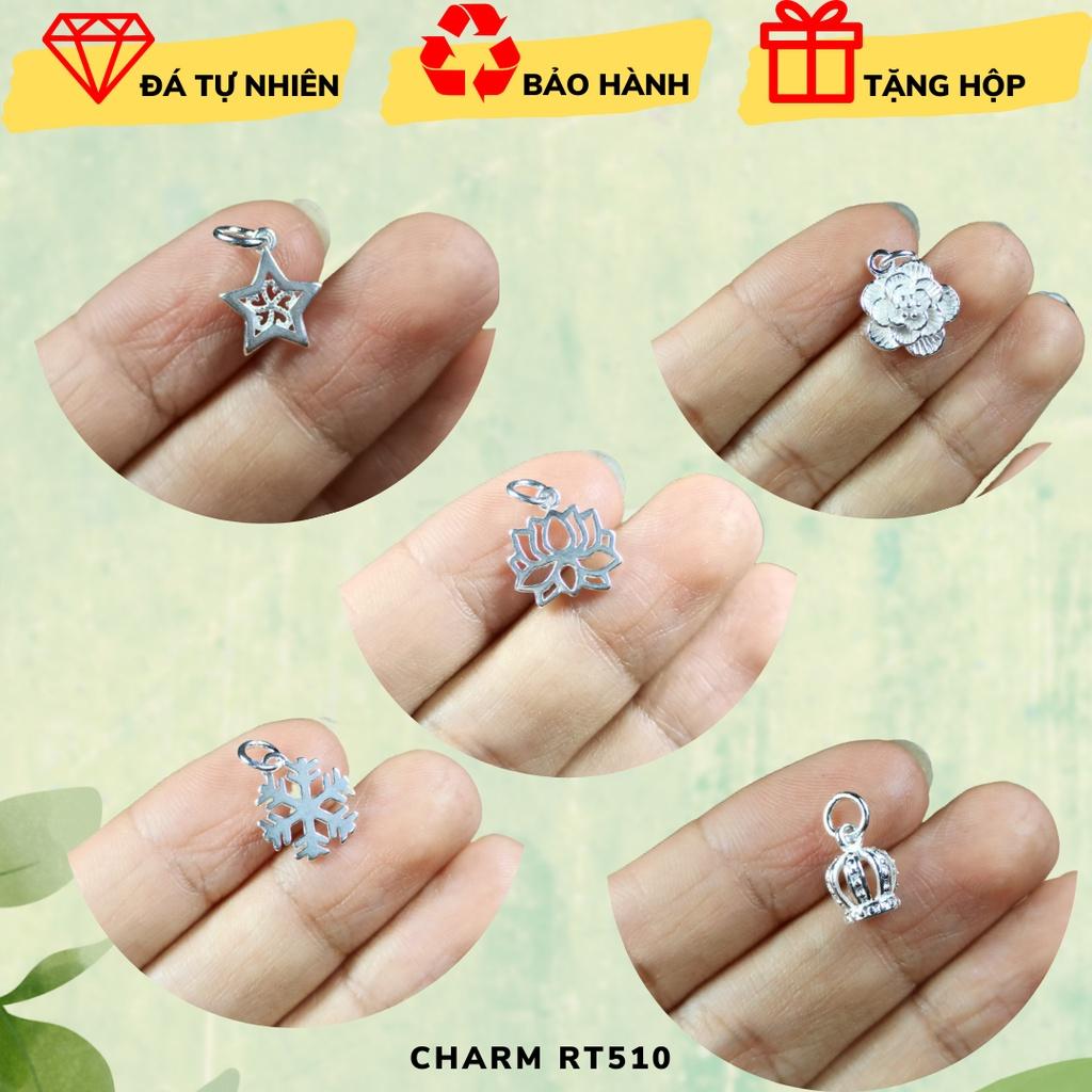 Charm treo bạc 925 mix vòng đá phong thủy DY vương miện, ngôi sao, hoa sen, bông tuyết