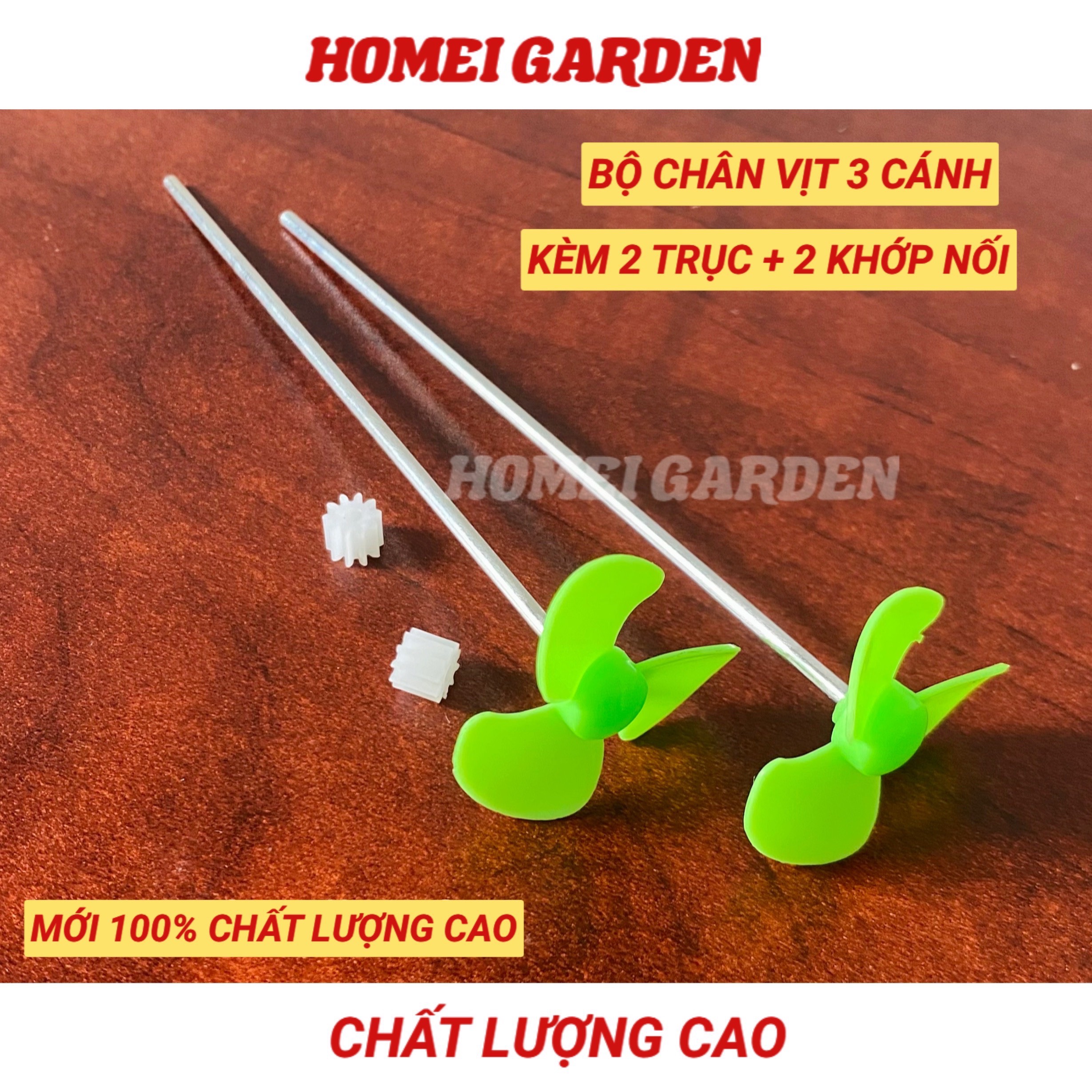 Bộ 2 chân vịt nhựa 3 cánh 30mm kèm 2 trục 2mm 2 khớp nối nhựa chế thuyền - HM0046