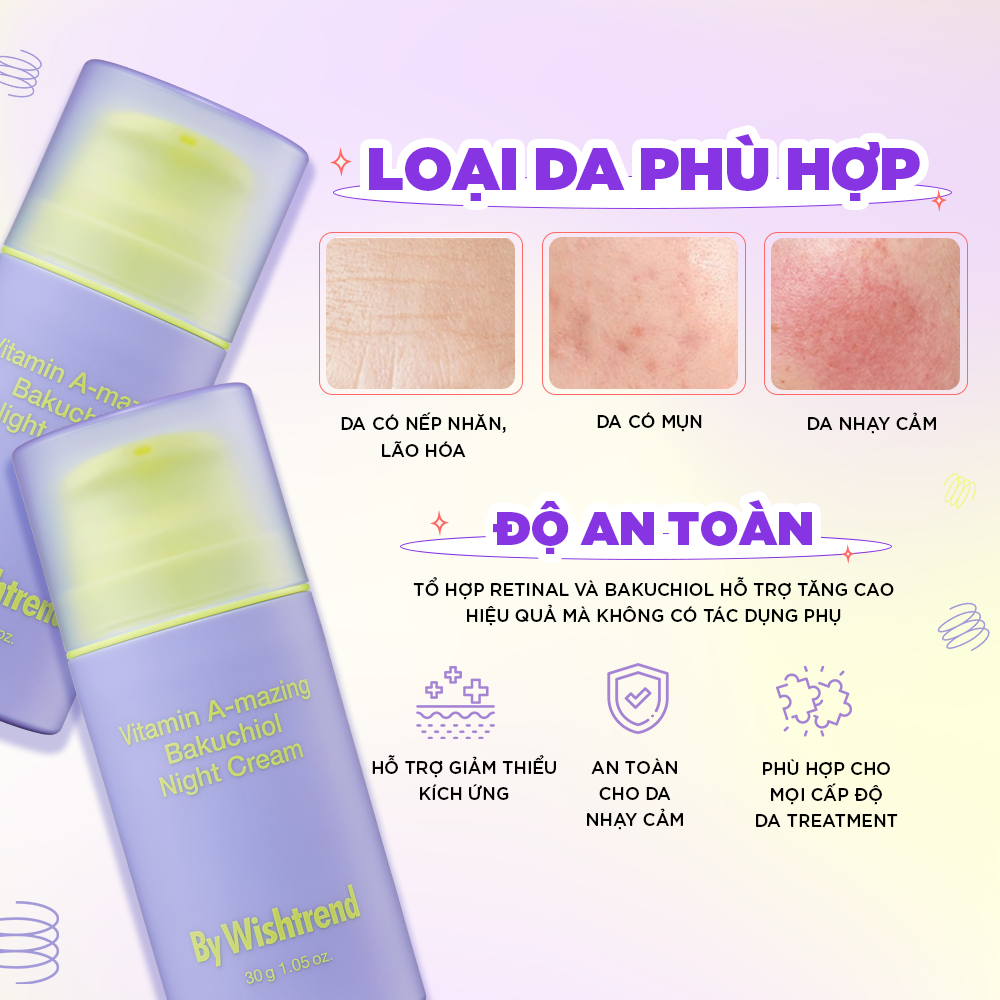 By Wishtrend Kem dưỡng da ban đêm Vitamin A-mazing Bakuchiol Night Cream 30g