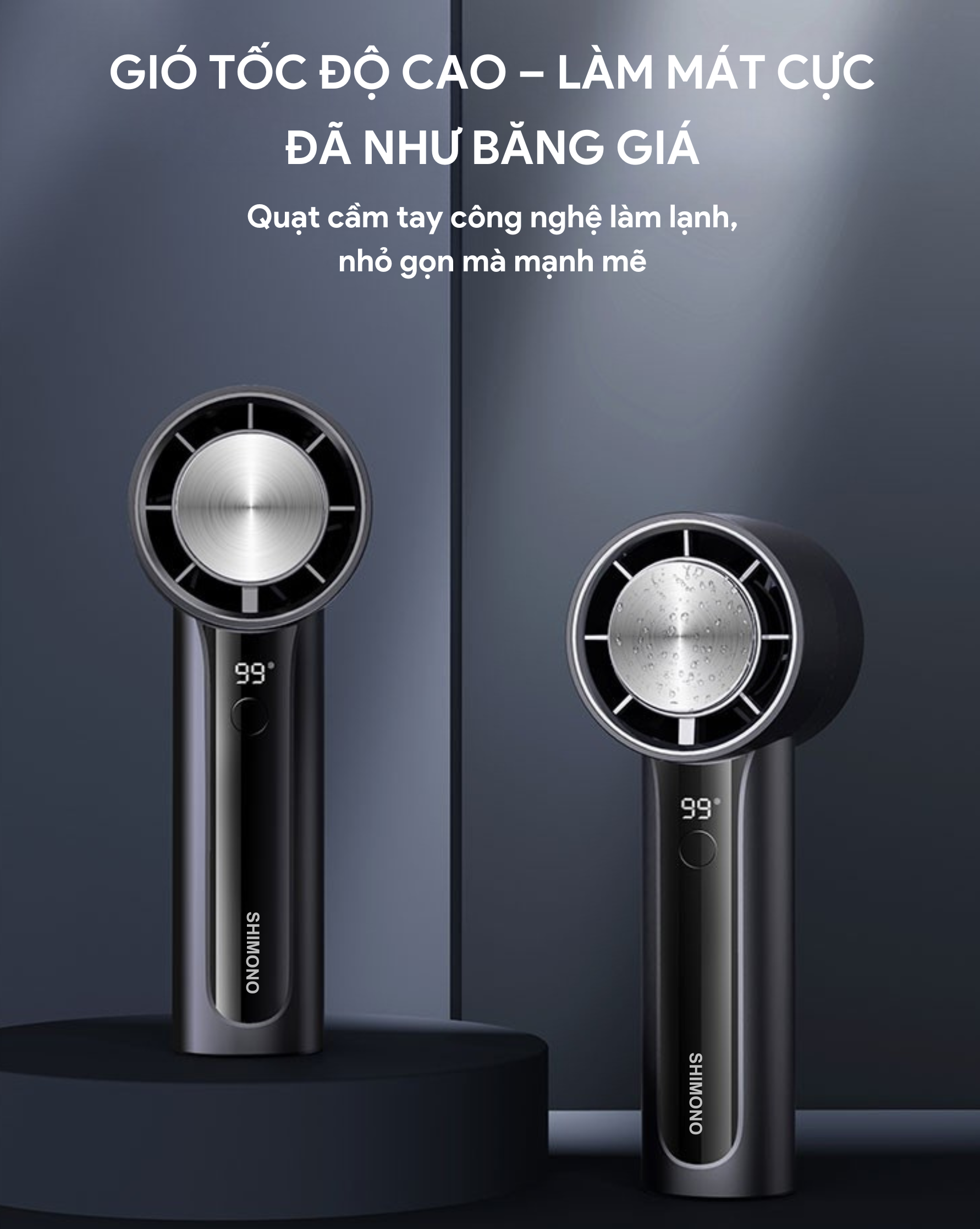 Quạt Cầm Tay Shimono SM-CHF24 Sò Lạnh Sạc, Tốc Độ Cao Làm Lạnh Nhanh 3000mAh BH Hàng Chính Hãng