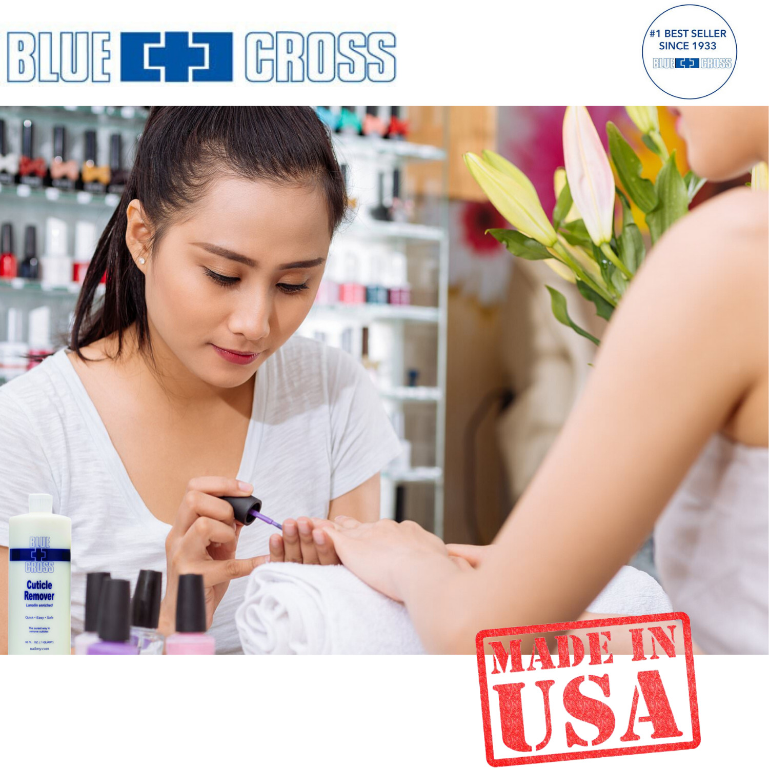 Nước mềm da nail hiệu Blue Cross nhập khẩu từ Mỹ, không cần ngâm nước, dung tích 946ml