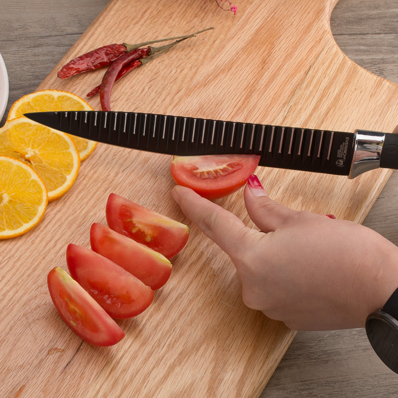 Bộ Dao Kéo Nhà Bếp 6 món , dao thép không gỉ gợn sóng chống dính siêu bén - Chính Hãng