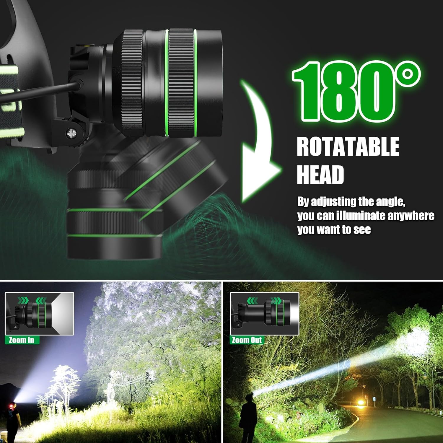 Đèn pin sạc choàng đầu siêu sáng TERINO K75A (công suất lớn 60W, LED, Zoom, chống nước) - Hàng chính hãng