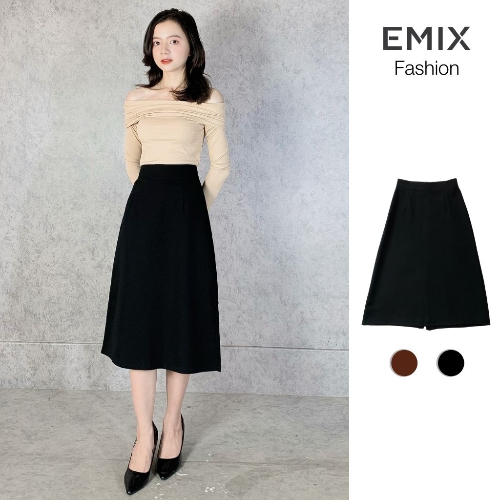 Chân váy công sở mã 809 EMIX (2 màu), dáng dài, midi, cạp cao, khóa sau, vải tuytxi, mềm mịn, đứng dáng