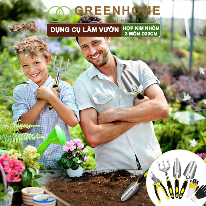 Xẻng Cào Chỉa Làm Vườn D30xr7,5cm Greenhome, Hợp Kim Nhôm Chống Gỉ, Tay Cầm Cao Su Chống Trượt. Tiện Lợi, Dễ Vệ Sinh