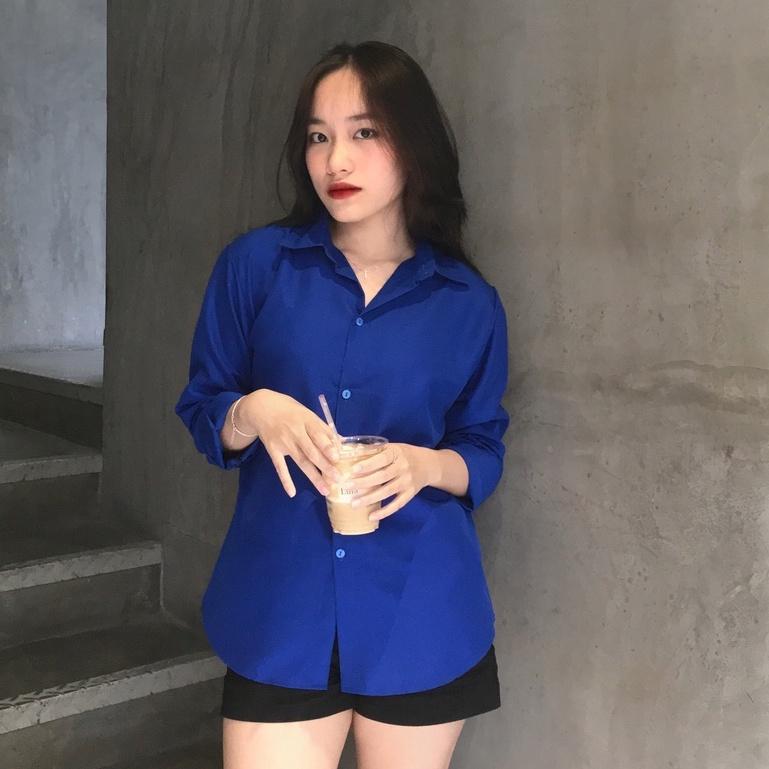 ÁO SƠ MI NỮ TRẮNG DÀI TAY DÁNG XUÔNG FORM VỪA CỰC XINH AM93