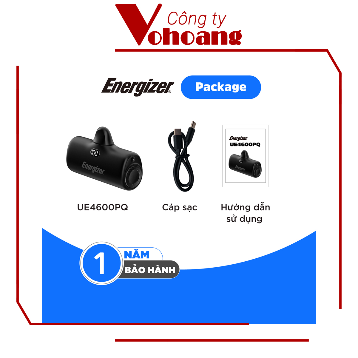 [Mỹ] Sạc dự phòng Energizer UE4600PQ mini Dung lượng 4600mAh tích hợp đầu sạc TypeC - Hàng chính hãng