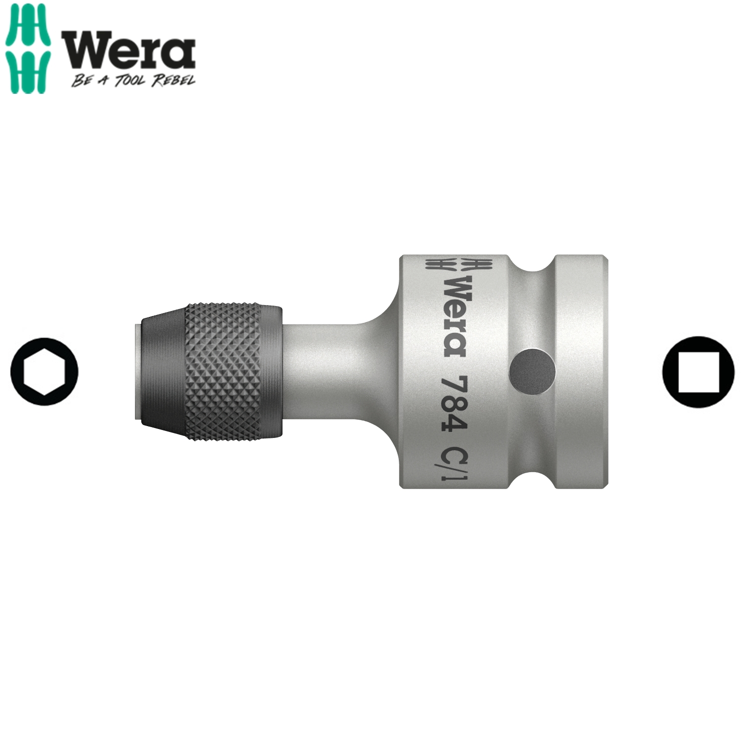 Đầu chuyển 784 C/1 vuông 1/2&quot; ra lục giác  1/4&quot; với  tháo lắp nhanh , Wera 05042760001